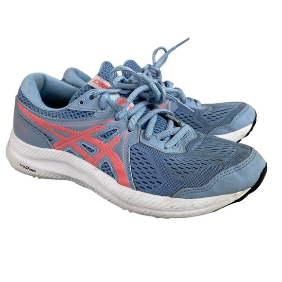 ASICS Women's Gel-Contend 7 Athletic Running Shoes Mist/Blazing Coral Sz 7 - Picture 1 of 11
